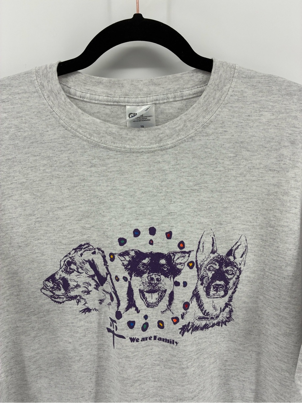 Gray Graphic Dog T-Shirt Gildan We Are Family